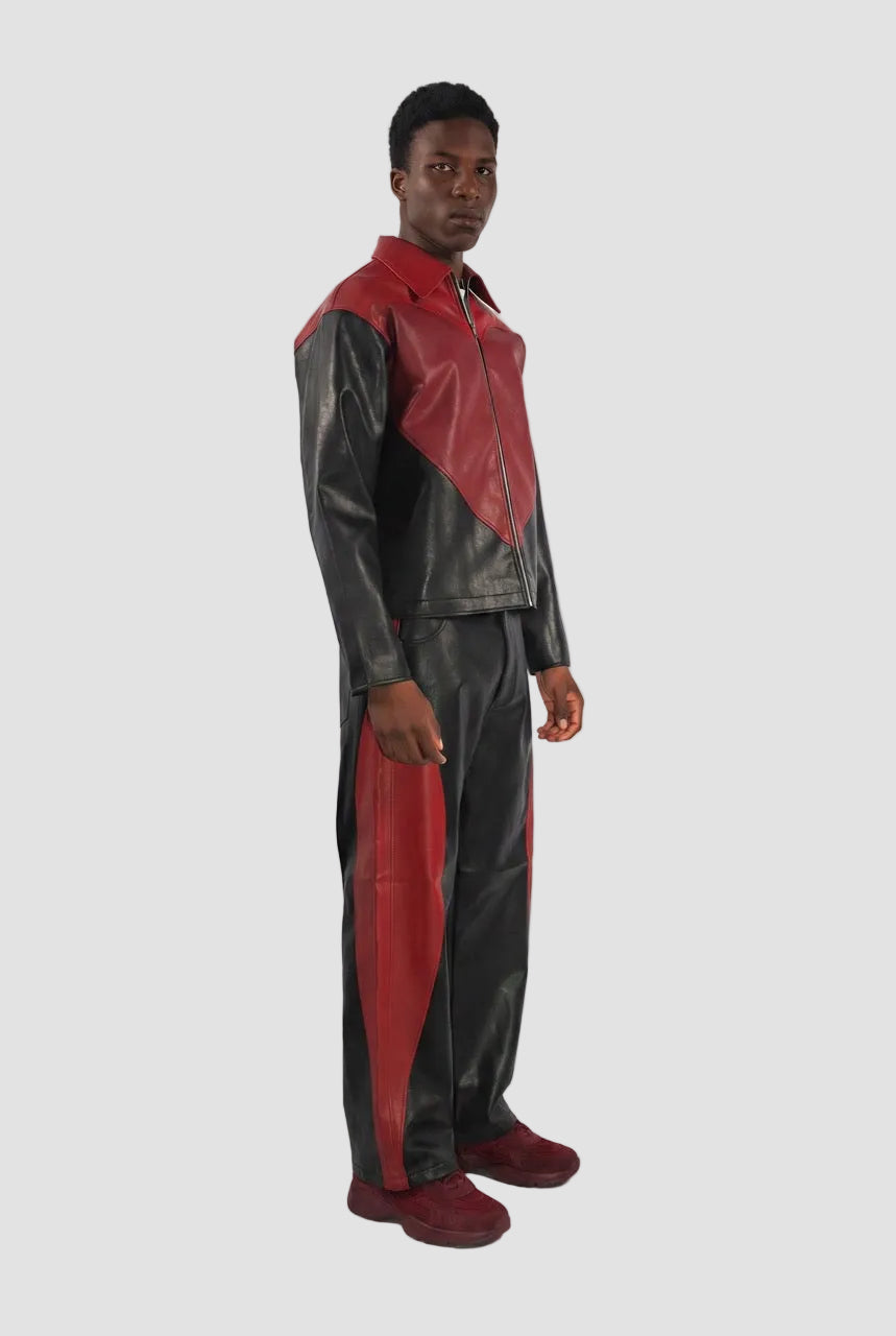 Panel Heart Vegan Leather Jacket-3