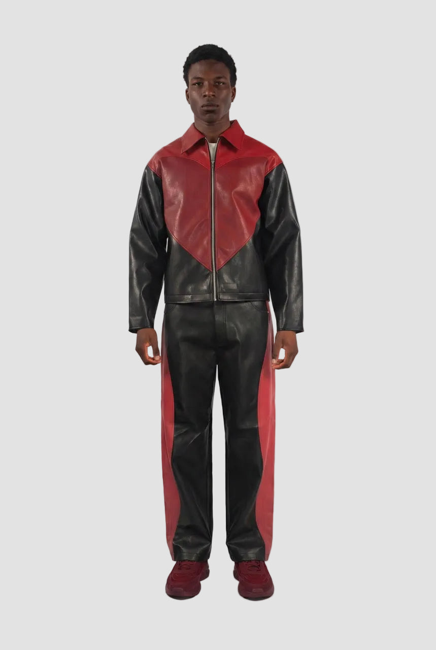 Panel Heart Vegan Leather Jacket-1