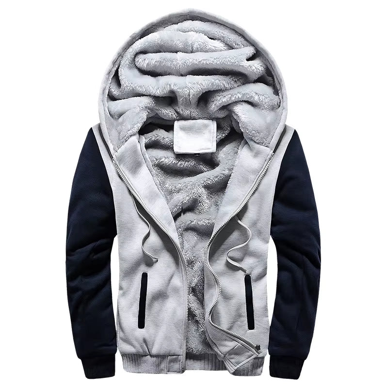 New Men'S Hoodies Jacket Winter Thick Warm Fleece Zipper Hoodies Coat Casual Tracksuit Sportwear Male Sweatshirts M~ 5XL