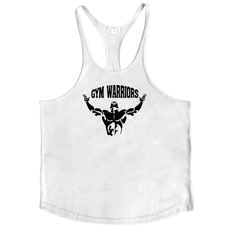 Men'S Cotton Gym Warriors Tank Tops Running Vests Y-Back Bodybuilding Sleeveless Shirt Muscle Workout Athletic Fitness Singlets