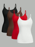 4 Pcs Women Solid Color Camisoles Vest Women Tank Tops Female Summer Sexy Strap Basic Tops Sleeveless Camisole T-Shirt