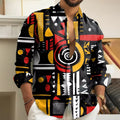 Fashion Men'S Geometric Abstract Art Shirt Button up Shirts Long Sleeve Shirt Casual Men'S Tops Fall 3D Print Collared Shirt