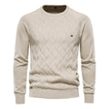 Argyle Basic Men Sweaters Solid Color O-Neck Long Sleeve Knitted Male Pullover Winter Fashion New Warm Sweaters for Men