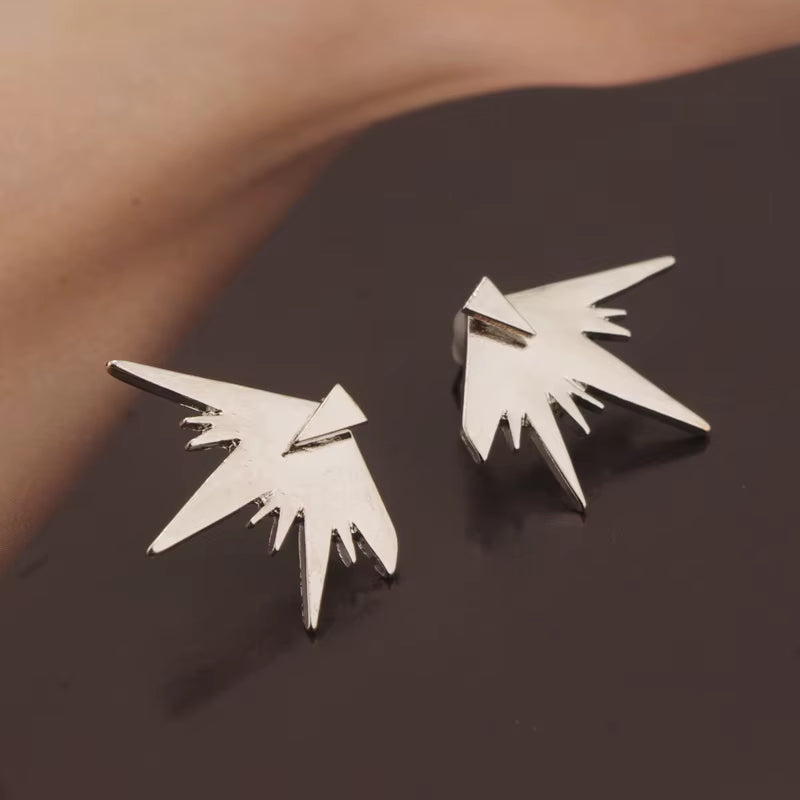 Women Fashion Bar Front and Back Spike Earrings Exaggeration Triangle Ear Jackets