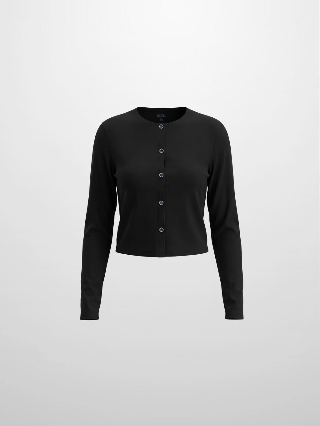 Crop T-Shirt Cardigan-Black-1