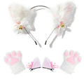 1 Set Cute Cat Ear Hair Wear Claw Gloves Girls Anime Cosplay Costume Plush Bell Cat Fur Ear Hairband Night Party Club Headbands