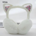 Cute Cat Ears Earmuffs Soft & Warm Sequins Animal Ear Warmers for Women Girls Outdoor Furry Fleece Earmuffs Winter Ear Covers