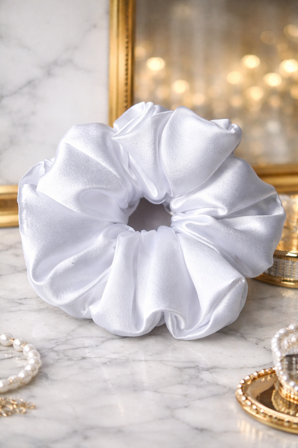 Yes I Do – White Satin Scrunchie | XXL Oversized Scrunchie