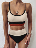 New Ribbed Splicing Female Swimsuit High Waist Bikini Women Swimwear Two-Pieces Bikini Set Bather Bathing Suit Swim Lady V2238