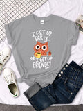I Get up Are Lazy Cute Cat Women T-Shirts Leisure Tops Breathable T Shirts Retro Breathable Streetwear Summer Female Tee Shirts