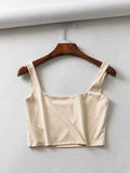 Hot Sale 2023 Summer Women Sexy Sleeveless Tops Fashion Short Square Collar Tank Tops 4 Colors