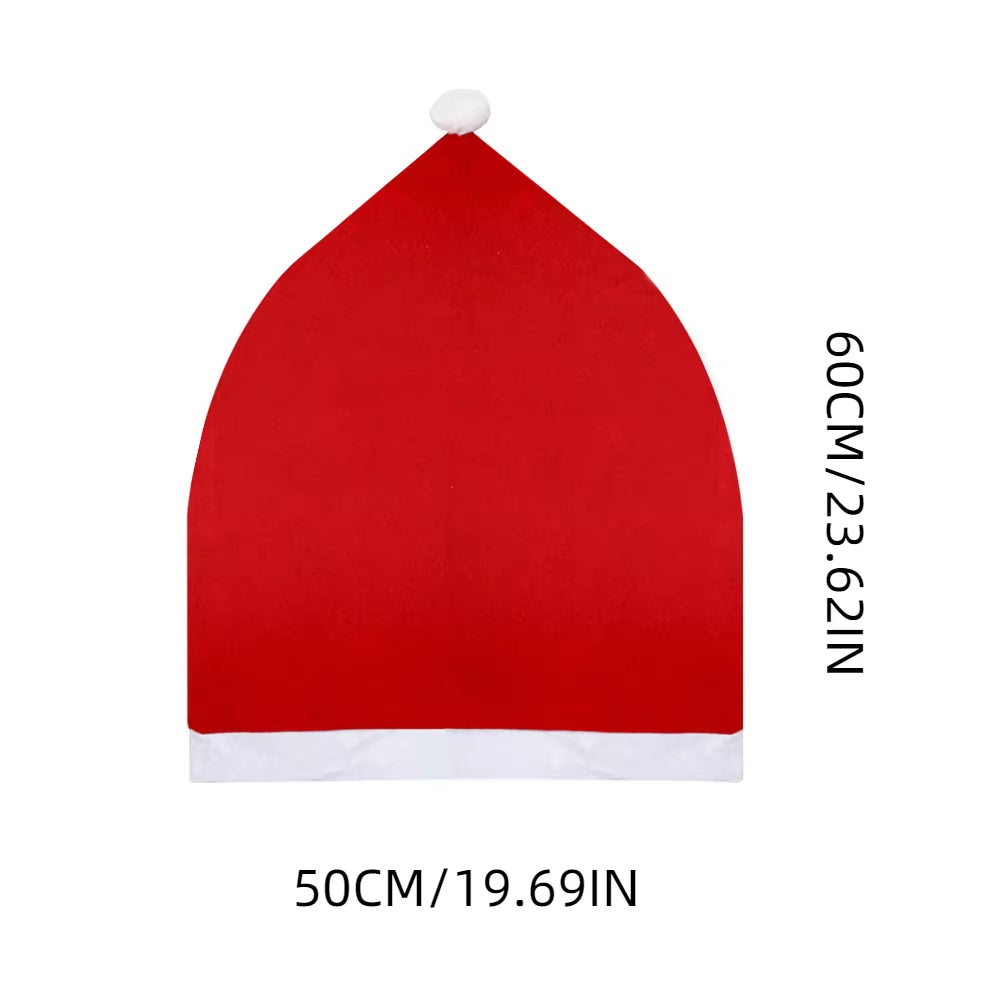 1-6PCS Christmas Decor Chair Covers Santa Claus Red Hat Chair Cap Kitchen Dining Chair Slipcovers Sets for Christmas Holiday