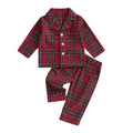 2023-08-17  6M-4Y Kids Christmas Pajamas Set Plaid Button up Long Sleeve Shirt and Elastic Pants Loungewear Sleepwear