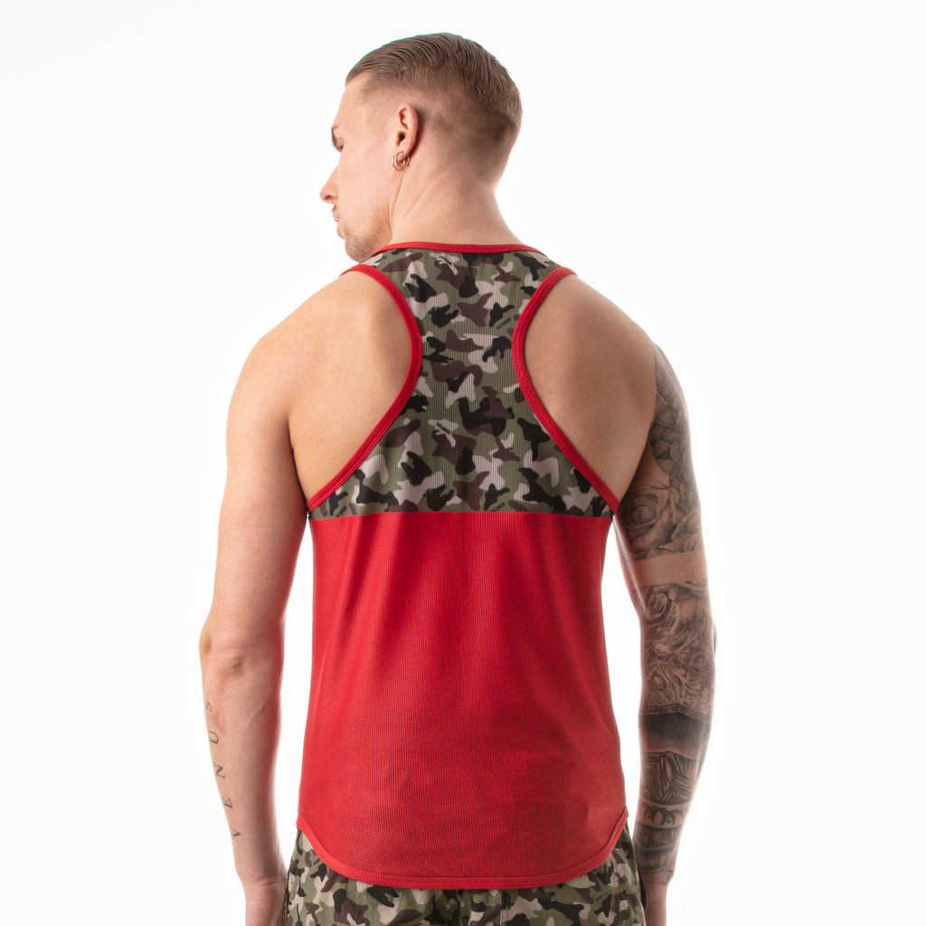 Camo Print Racer Tank Top Red-1