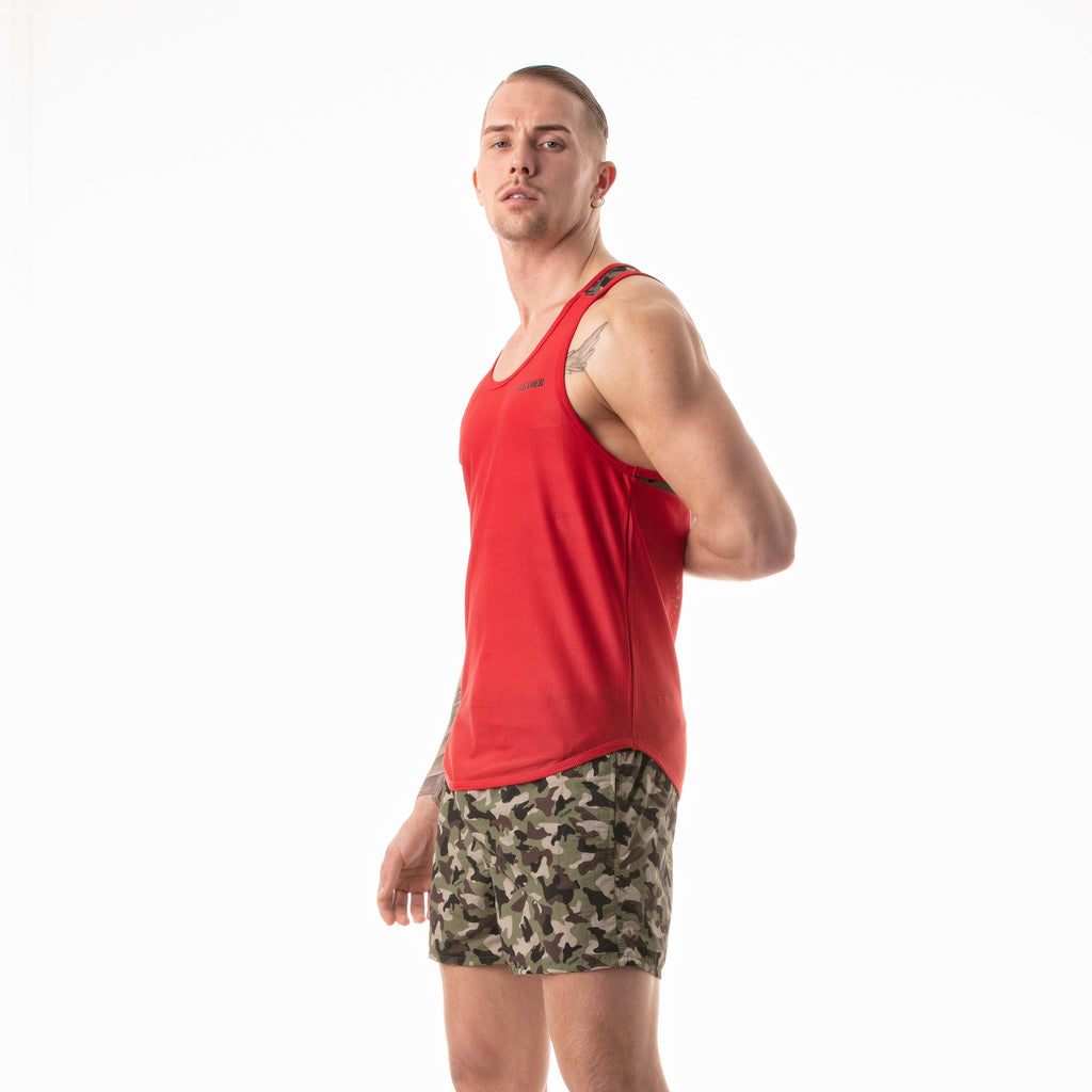 Camo Print Racer Tank Top Red-4
