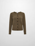 Boxy Crew Neck Button Down Cardigan - Olive-0