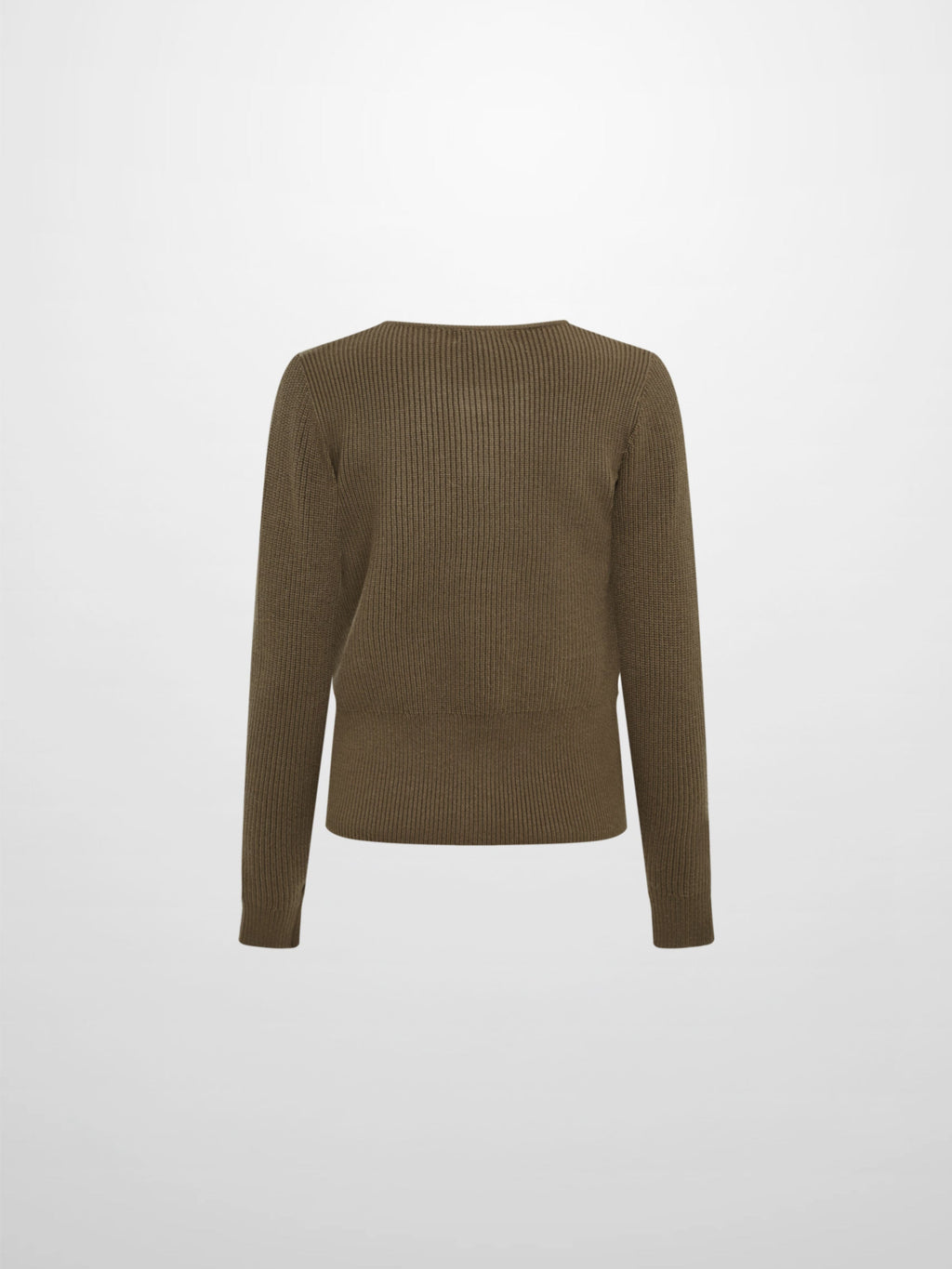 Boxy Crew Neck Button Down Cardigan - Olive-1