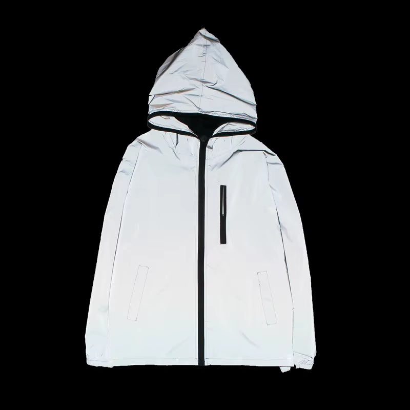 New Full Reflective Jacket Men / Women Harajuku Windbreaker Jackets Hooded Hip-Hop Streetwear Night Shiny Zipper Coats Jacke