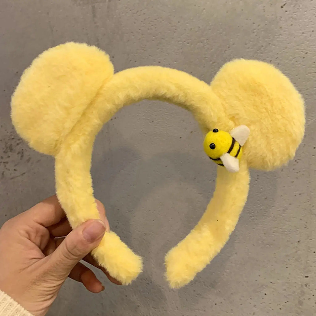 Yellow Bear Ear Plush Headband Soft Plush Hair Hoop Lovely Animal Headbands Cosplay Hoops Fashion Hair Accessories