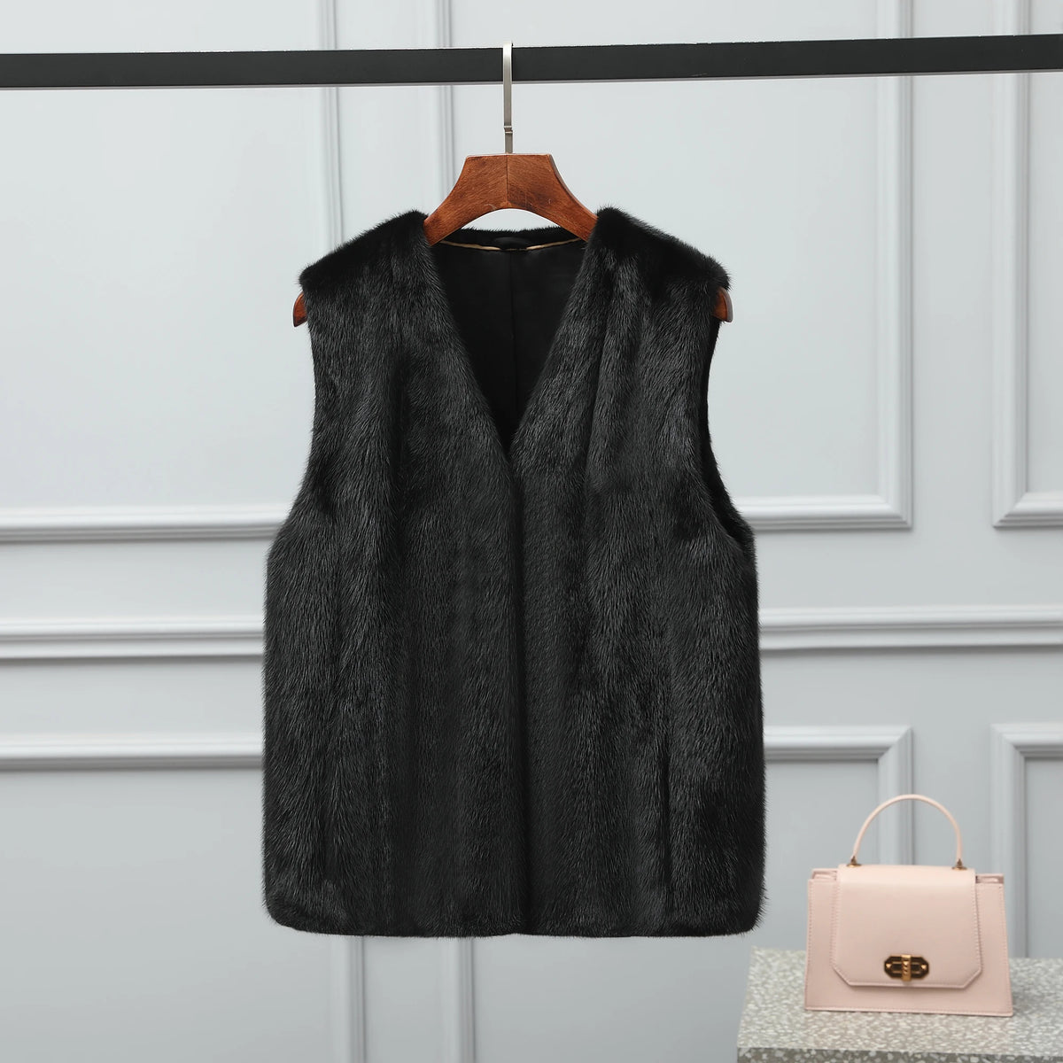 Real Mink Fur Coat Women Old Money Style Short Vest Luxury Warm Sleeveless Fur Jacket Woman 2024 Winter Clothes Меховой Жилет