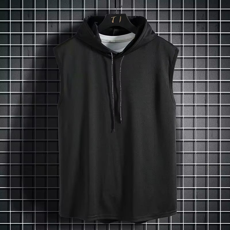 Solid Color 2023 Brand New Men'S Tank Tops Vest Sleeveless Tees for Male Hooded Man Vests Tops Hip Hop Men Tank Top T Shirt