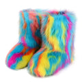 Women Faux Fur Boots Winter Fluffy Plush Warm Mid Calf Snow Boots Luxury Fashion Furry Boots Comfortable Outdoor Flat Shoes