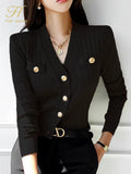 Korean Chic V-Neck Knitted Cardigan Sweater for Women Casual Basic Long Sleeve Cardigans Autumn Vintage Sweaters Top