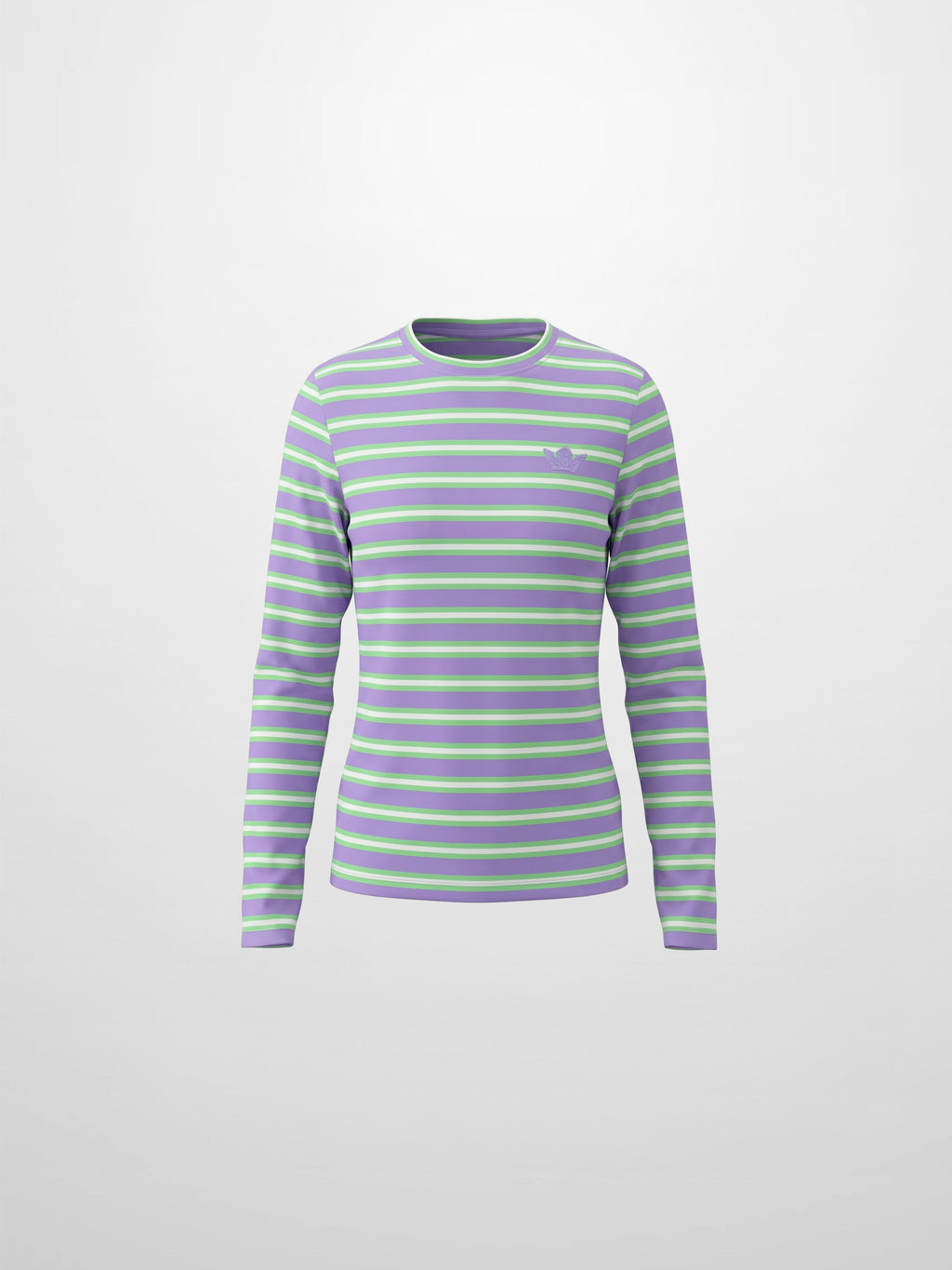 Embroidered Crown Striped Tee-Lavender/Mint/White-1