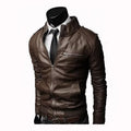 Men Faux Leather Jacket Zippers 2025 Men'S Stand Collar Coat Spring Autumn Casual Slim PU Jacket Male Moto Biker Coats Outerwear