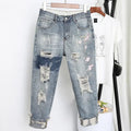 Womens Jeans Denim Loose Slim Fitted Vintage Harem Pants plus Size Jeans Embroidered Jeans Pantalon Mezclilla Mujer 5XL Q42