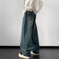 Men'S Wide Leg Jeans Loose Straight Denim Pants Harajuku Vintage Blue Autumn Streetwear Male Casual Trousers