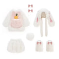 Cartoon Children Plush Rabbit Cosplay Costume Kawaii Kids Winter Warm Sets Top Pants Hat Suit Girl Halloween Party Outfits Gift