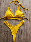 Bandeau Tanga Bikinis Ribbed Bikini 2025 Sexy High Cut Bikini Set Brazilian Swimsuit Thong Swimwear Women Girls Swimming Suit