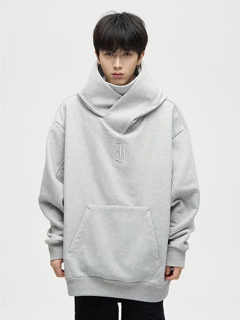 Autumn Ninja Streetwear Turtleneck Hoodies for Men Letter Embroidered Hip Hop Fashion Sweatshirts Y2K Vintage Fleece Hoody