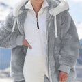 2024 Winter Fashion Women'S Coat New Casual Hooded Zipper Ladies Clothes Cashmere Women Fleece Jacket Solid Color Ladies Coats