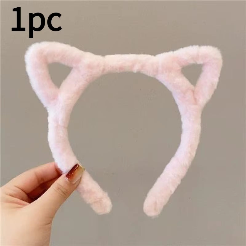 1/4Pcs Cat Ear Plush Headband,Women Large Size Headbands,Not Easy to Damage,Easy to Carry,Party Dress-Up,Wearing Hair Accessorie