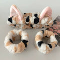 3Pcs/Set Leopard Print Cute Cat Ear Plush Headband Elastic Coral Fleece Wash Face Headbands Spa Washing Face and Makeup