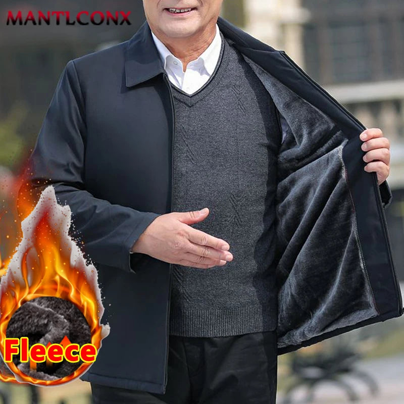 Thick Warm Men'S Winter Jacket Thermal Fleece Casual Jackets for Men Autumn Outwear Windproof Parka Coat Business Office Coat