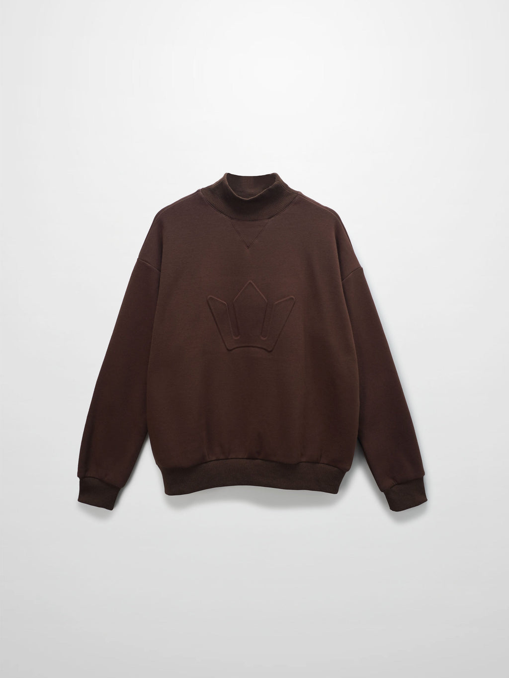 Embossed Crown Sweatshirt-Brown-1