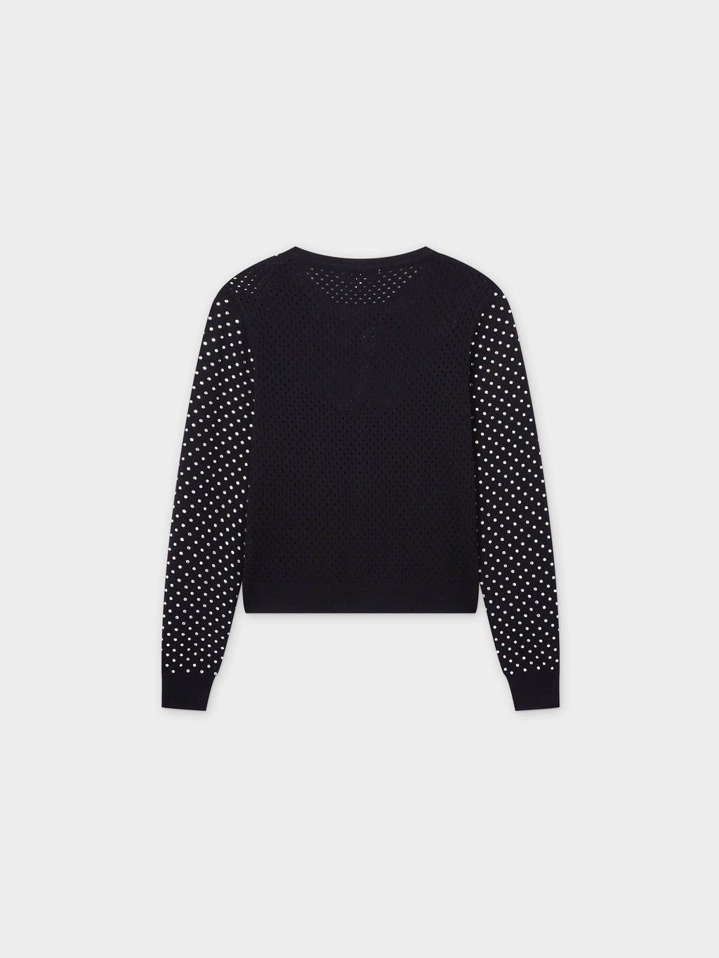 Open Knit Diamond Crew Cardigan-Silver-1