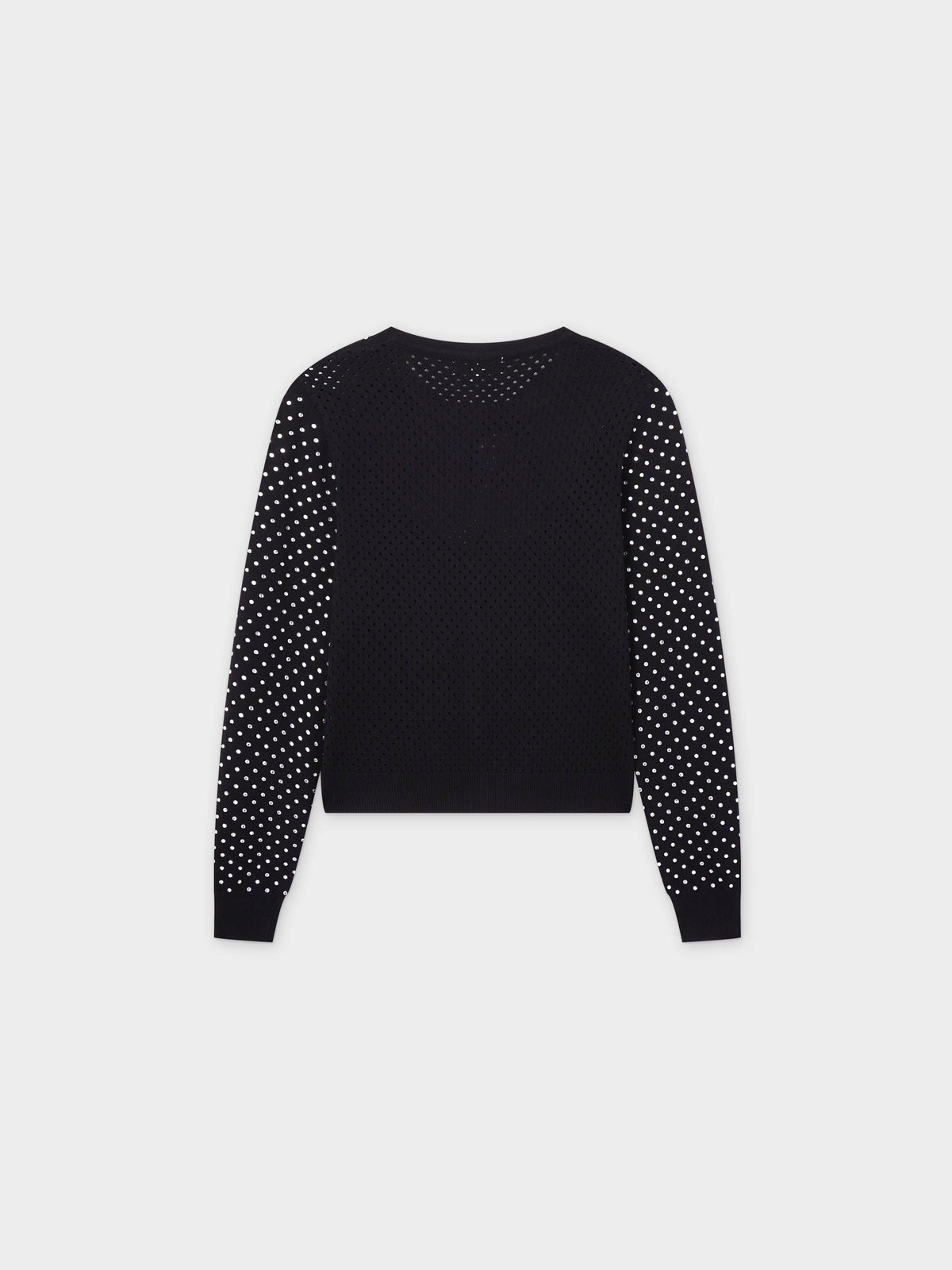 Open Knit Diamond Crew Cardigan-Silver-1