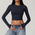 Women'S Yoga Long Sleeve Sexy Tight Gym Clothes Fitness Tops Sports T-Shirt Running Workout Shirts Cycling Push up Yoga Top