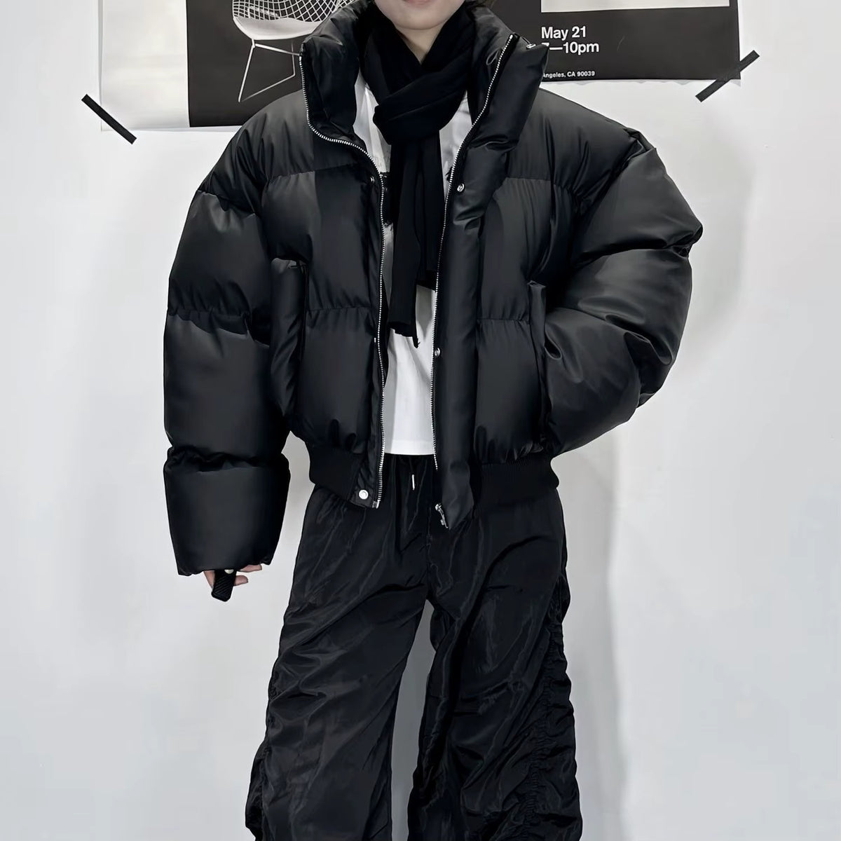 Men'S & Women'S Vintage PU Leather Puffer Jacket Winter Short Quilted Coat American Retro Stand Collar Unisex Couple Outerwear