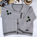 Chic Vintage Star Print Knitted Cardigan Preppy Cute Button up V Neck Long Sleeve Coat Autumn Y2K Aesthetics Retro Sweater