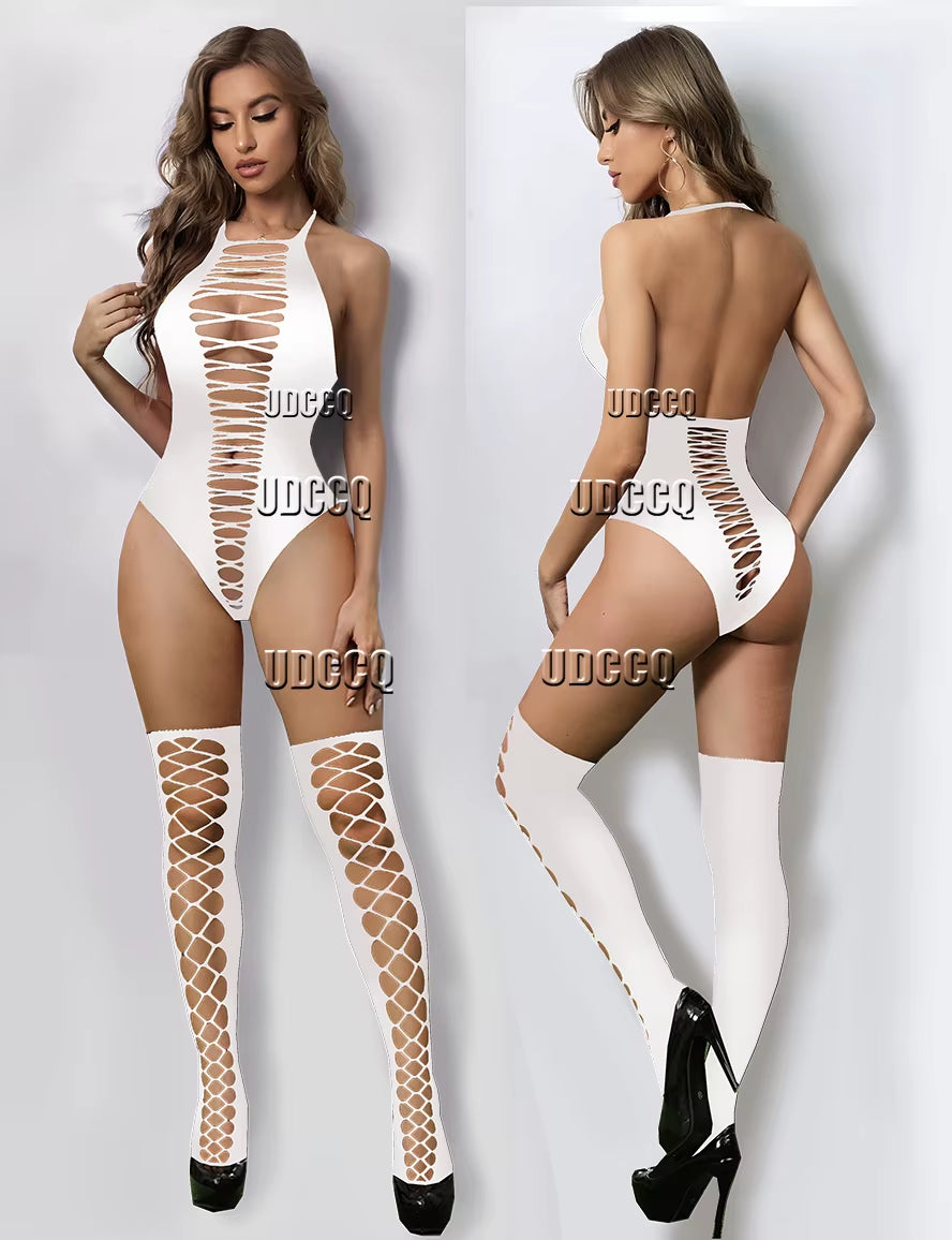 Lingerie Sexy Hot Tights Babydoll Dress Underwear Products Costumes Notte Intimo Teddies Bodysuits Bikini+Stocking Q517