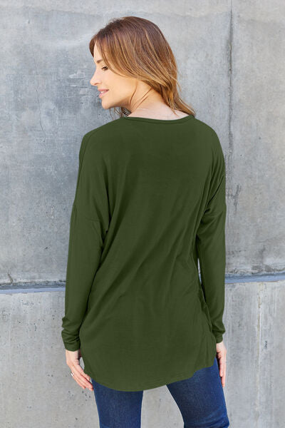 Basic Bae Full Size Round Neck Dropped Shoulder T-Shirt-1