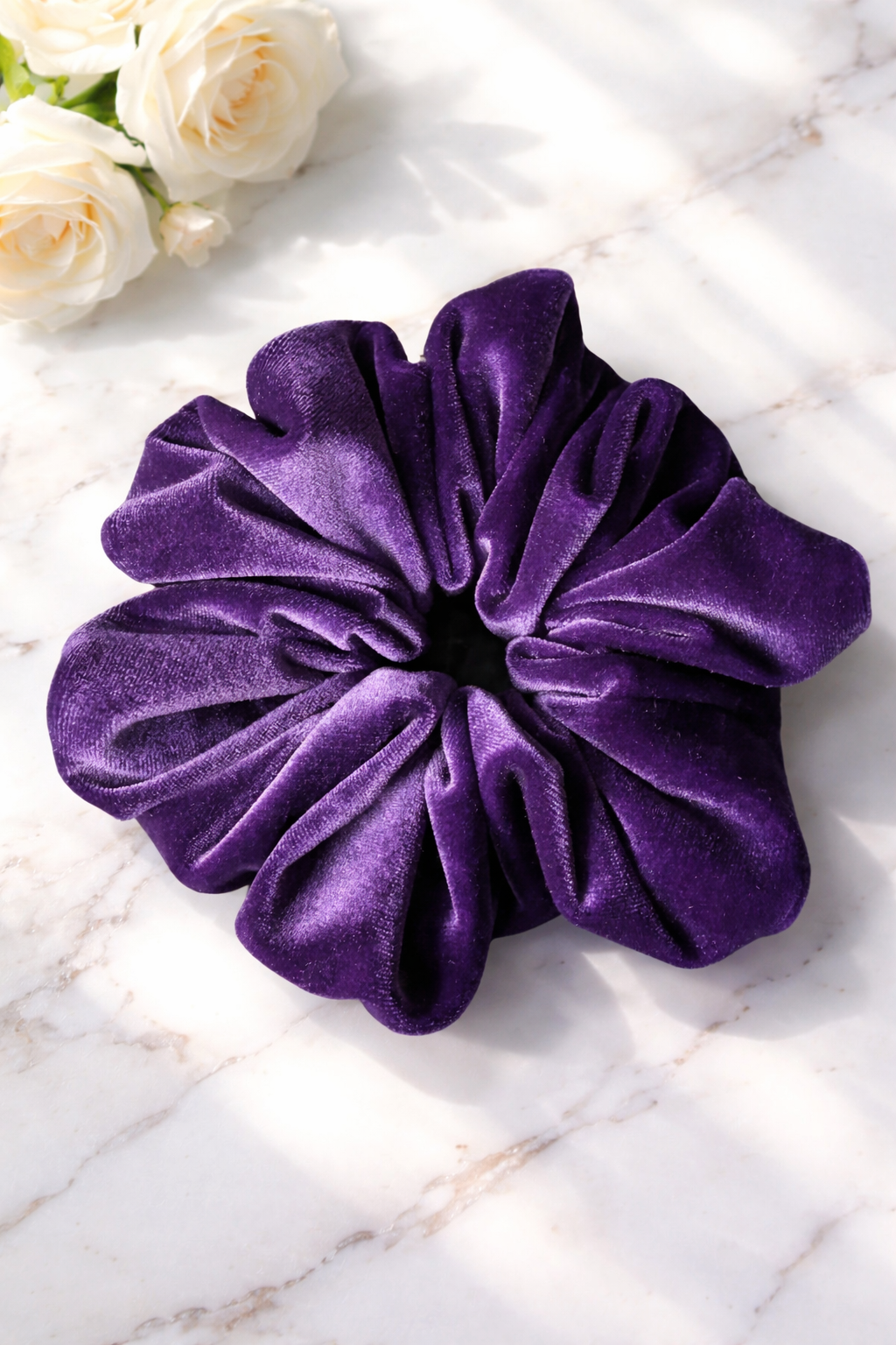 Purple Reign XL oversized purple velvet scrunchie - UpTied Scrunchie Co
