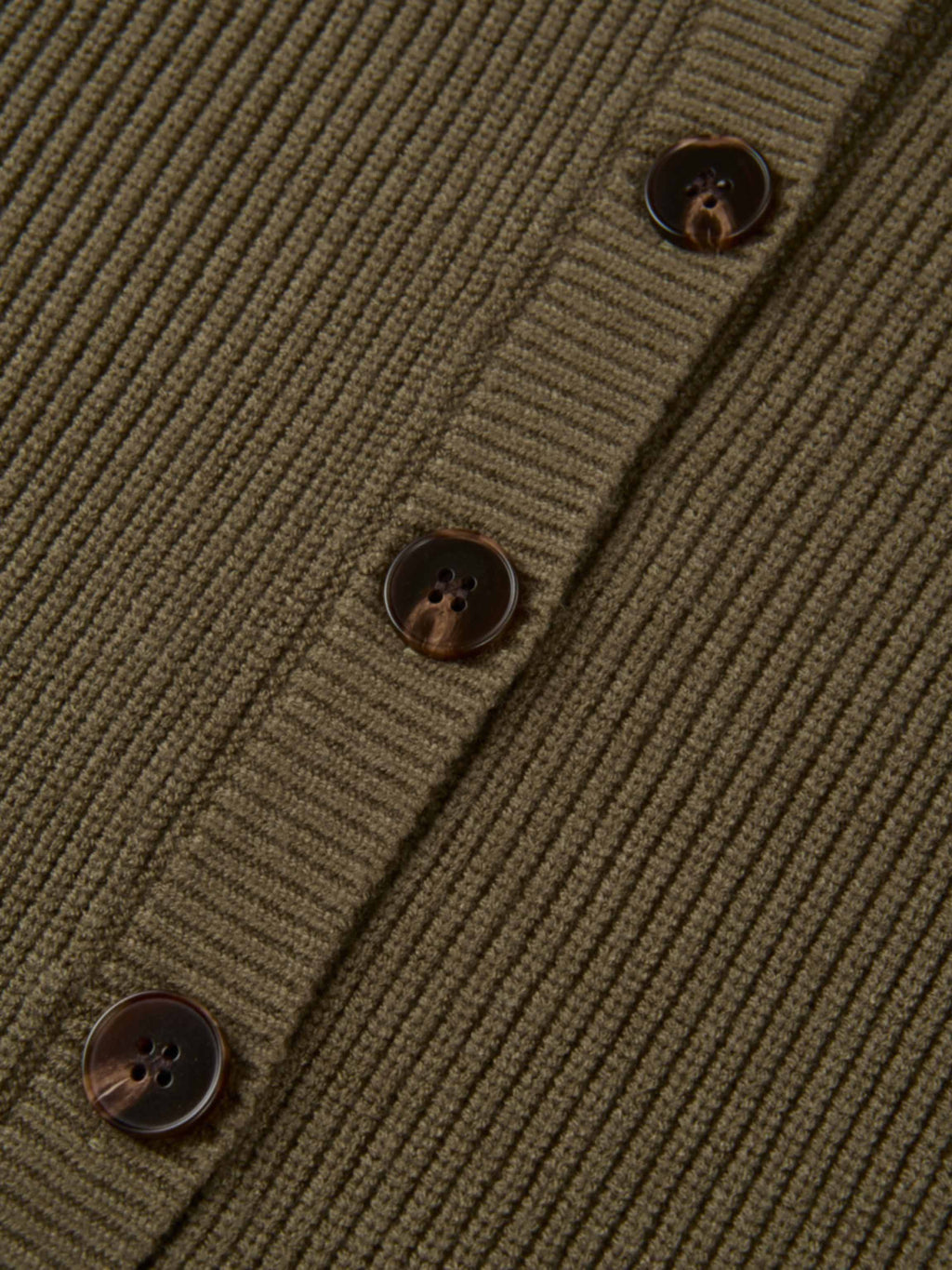 Boxy Crew Neck Button Down Cardigan - Olive-4