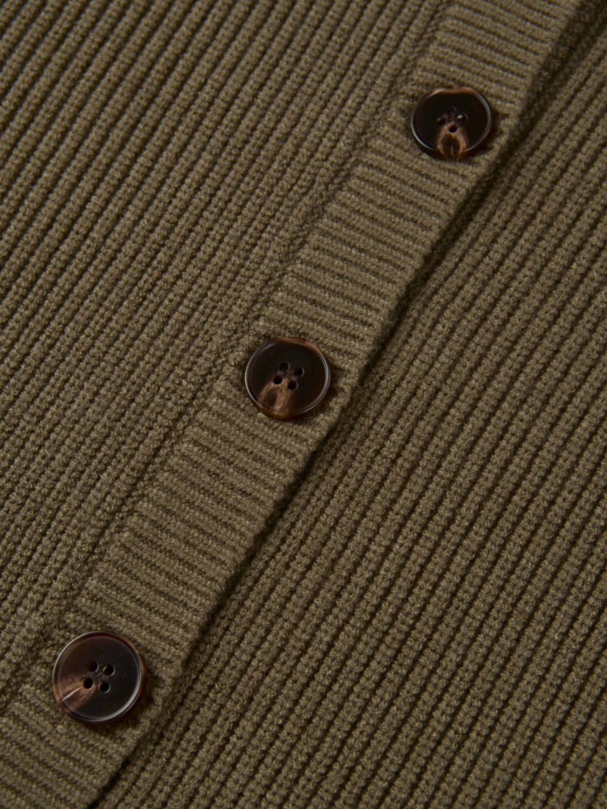 Boxy Crew Neck Button Down Cardigan - Olive-4