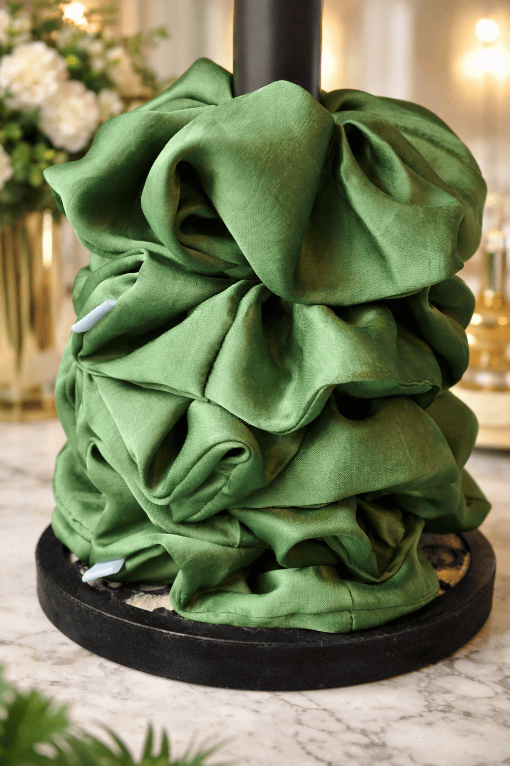 Rich Face XXL oversized emerald pure mulberry silk scrunchie - UpTied Scrunchie Co